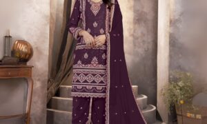 Blooming Georgette Embroidered Suit with Diamond Work – G-003