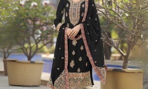 Blooming Georgette Embroidered Suit with Diamond Work – G-011