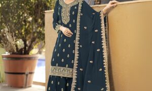 Blooming Georgette Garara-Style Suit with Diamond Work – G-008