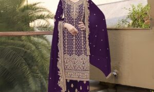 Blooming Georgette Embroidered Suit with Diamond Work – G-020