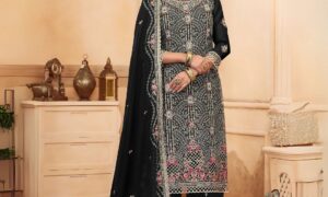Blooming Georgette Embroidered Suit with Diamond Work – G-001
